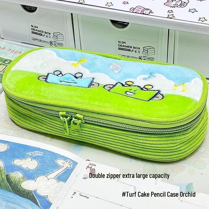 

Cartoon Embroidered Pencil Case for Junior High Students - Large Capacity Storage Bag