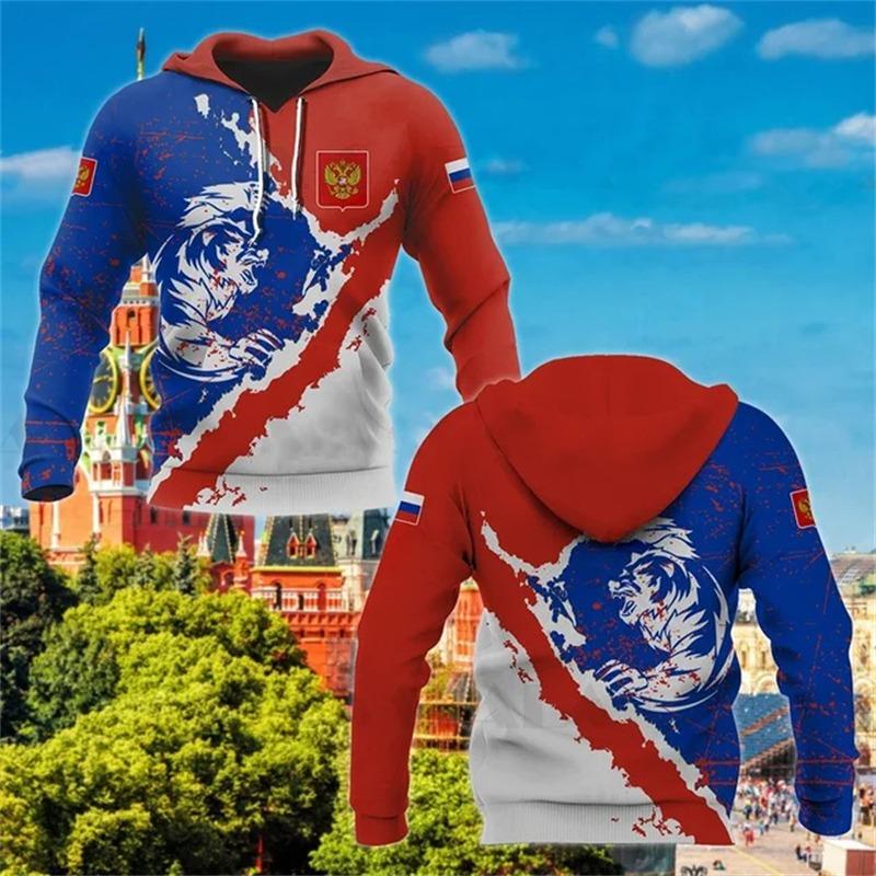 Fashion Men's Hoodie Russia National Emblem Camo 3D Print Fall Sweatshirt Hoodie Street Casual Boy Sweatshirt Y2K Men's Oversized Top Clothing