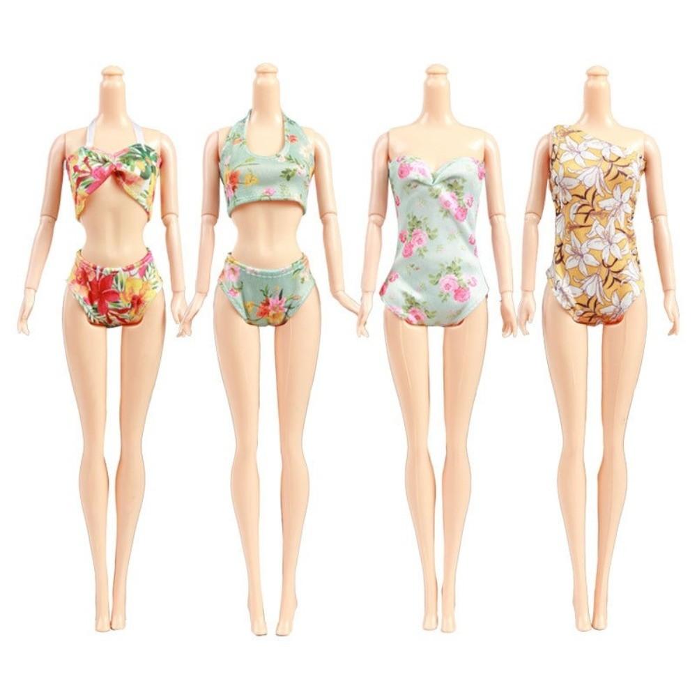 Soft Cloth Fashion Doll Beachwear Floral Print Doll Swimwear Doll Swimsuit Clothes Doll Dress Up