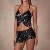 2 Pieces, Bra With Sequined Tassels, Fringed Top, Belly Dance Skirt, Carnival, Club, Costumes