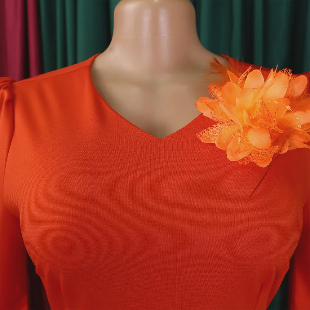 European & American Ruffled V-Neck Pencil Dress - Retro Style, Women's Temperament.