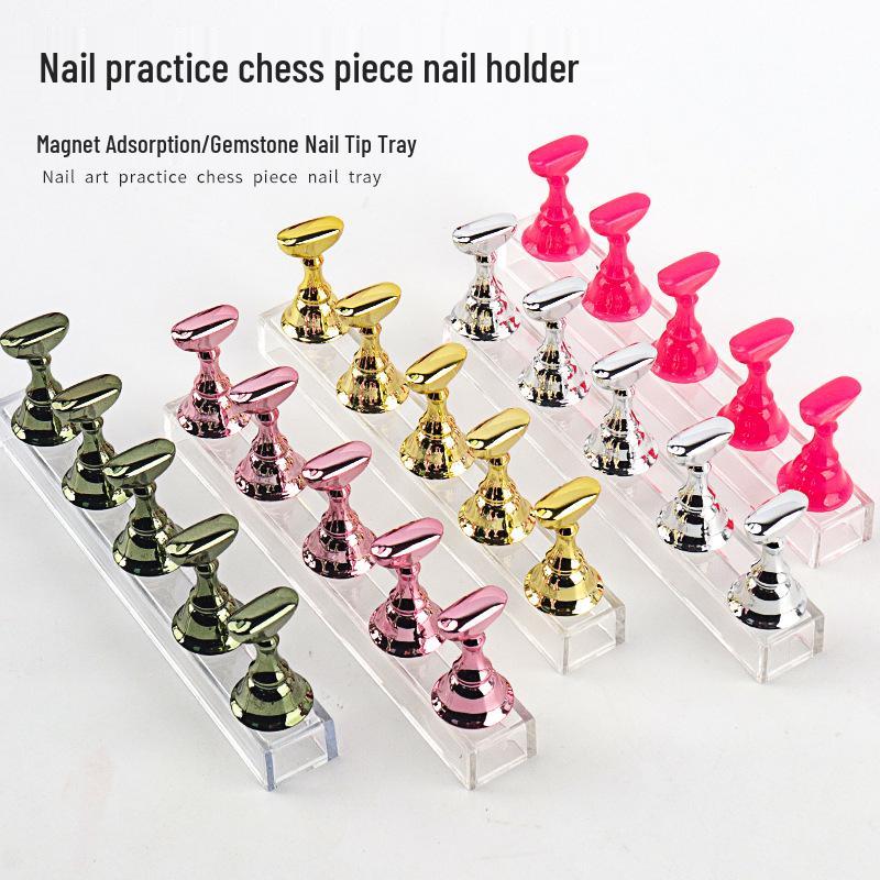 Chess Piece Nail Tip Holder with Transparent Acrylic Base - Nail Art Display and Practice Stand