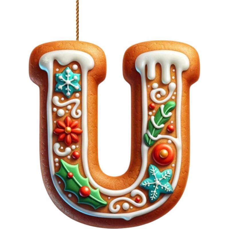 Acrylic A to Z Letters Ornaments, 26 Letter Creative Christmas Tree Decoration Pendant, Hanging 2D Flat Alphabet Letters Decor