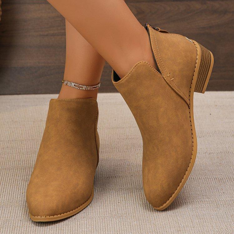 Plus-size Boots for Women, Slimming Pointed-toe Casual, Thick-soled, Chunk-heeled Boots for Women, Single Shoes