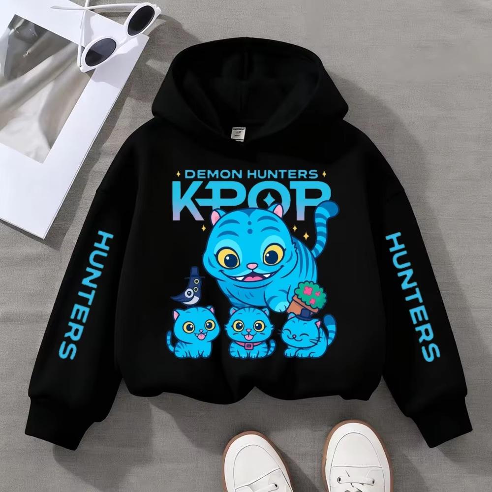 Ropa Infantil Kpop Caza de Brujas, Incluyendo Sudaderas con Capucha y Sudaderas de Moda para Niñas y Niños de 3 a 12 Años para Primavera y Otoño