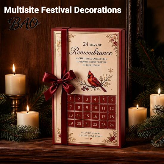 Christmas Tree Hanging Ornaments Red Bird 24-Day Countdown Calendar, 2D Acrylic Advent Holiday Decoration, Gift for Lovers Calendar