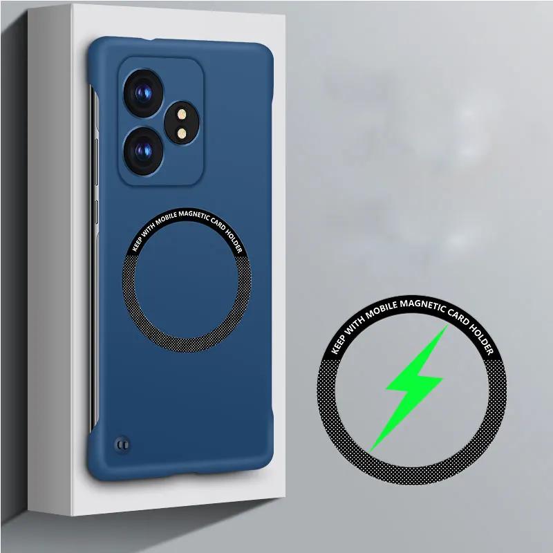 For Magsafe Magnetic Cover for POCO F6 Pro Slim Frameless Hard PC Back Cover Wireless Charging Case for POCO X6 Pro