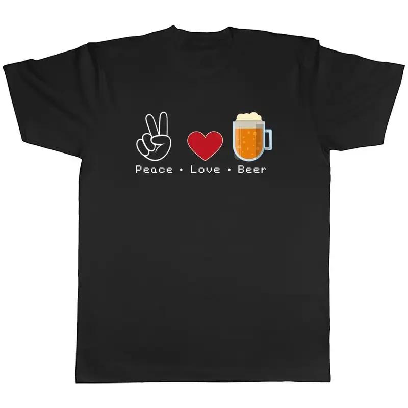 Peace Love Beer Unisexs Tshirt Funny Drinking Tee Gift