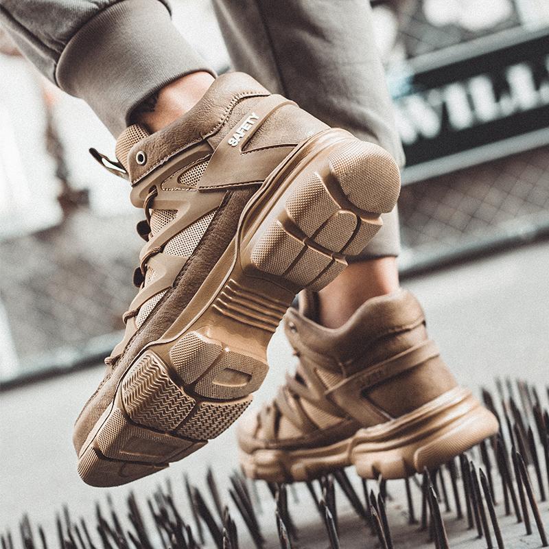 Work Safety Shoes Men's Safety Boots Anti-smash Work Shoes With  Plastic Steel Head Shoes Men Work Boots Anti-stab Safety Sneake