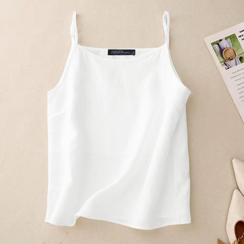 

ZANZEA Женские летние свободные повседневные слипы-майки без рукавов L белый