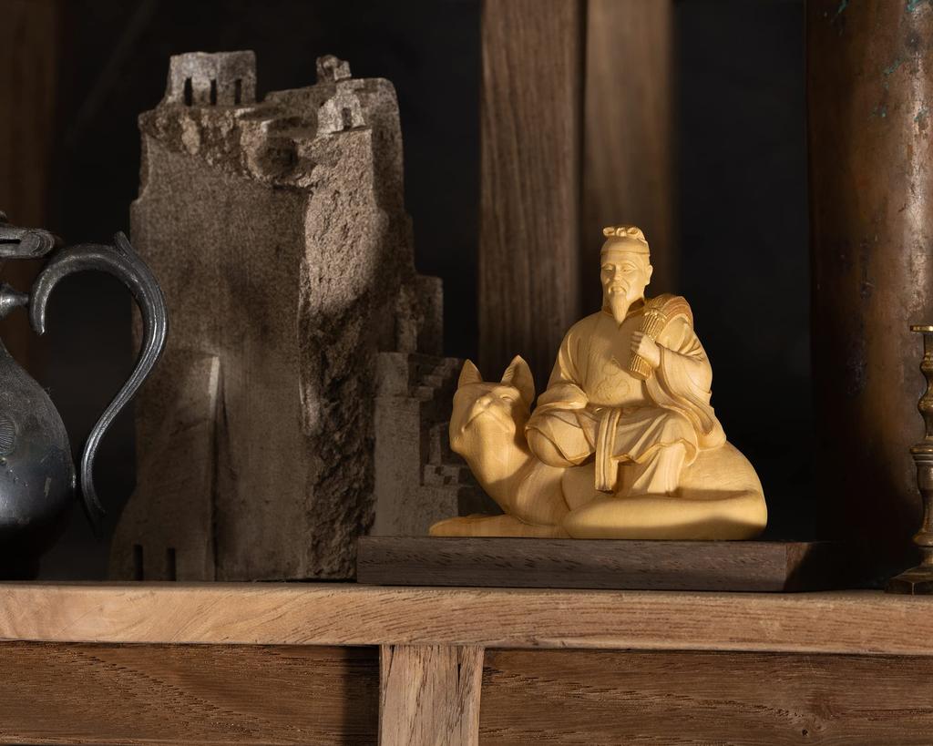 Kleiner Buddha Inari Gott goldener Ton Inari Buddha Statue Figur Holzschnitzerei Ornament Inari no 7,3 cm (Holz Buchsbaum, Finish)_Inari (GSB Kami)