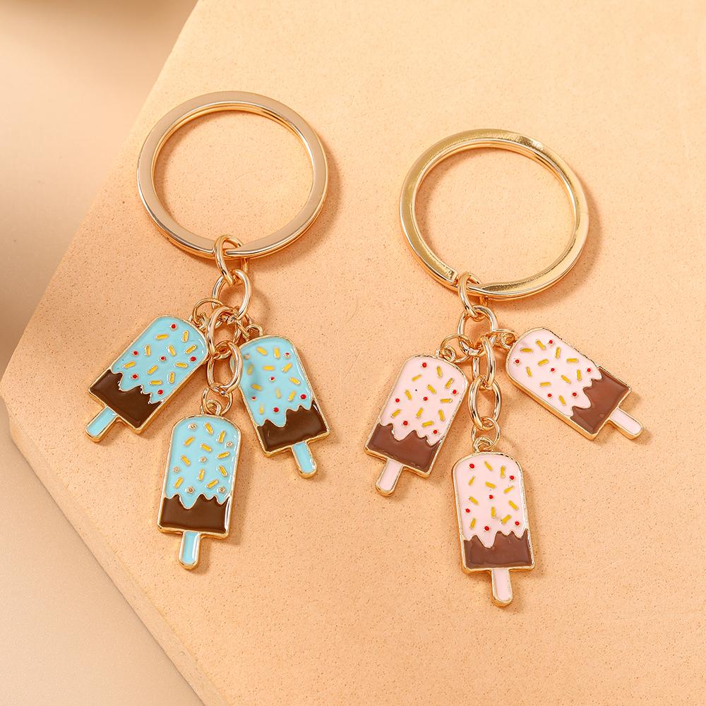 Fashion Ice Cream Keychain Simulation Food Key Ring Pendants for Women Girls Handbag Decor DIY Key Chain Jewelry Gifts