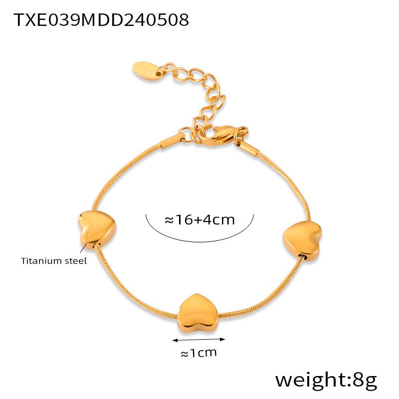 Korean Style Gold Love Beaded Luxury Clavicle Necklace for Women, 18k Gold-Plated Titanium Steel Jewelry