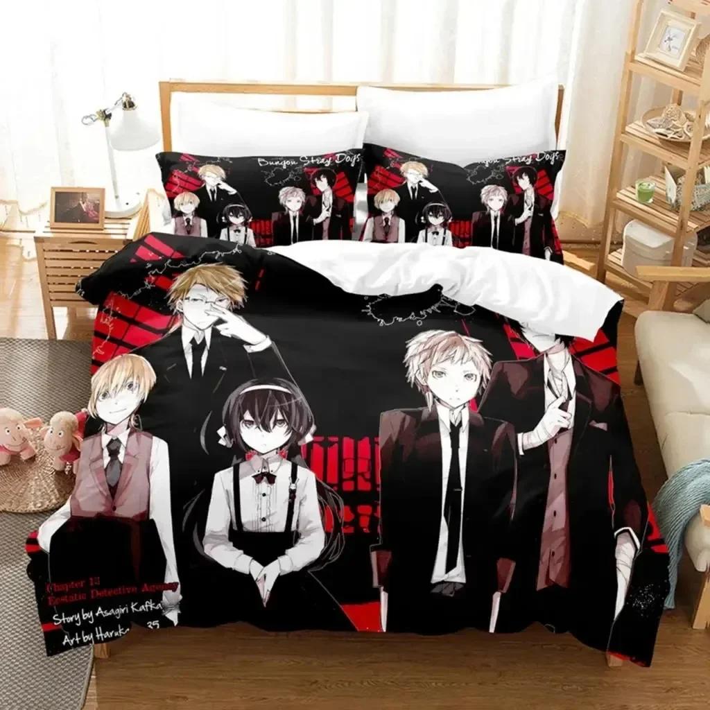 3D Print Anime Dazai Bungo Stray Dogs Bedding Set Bedroom Soft Modern Bedspreads Comefortable Kids Duvet Cover Quilt Pillowcase
