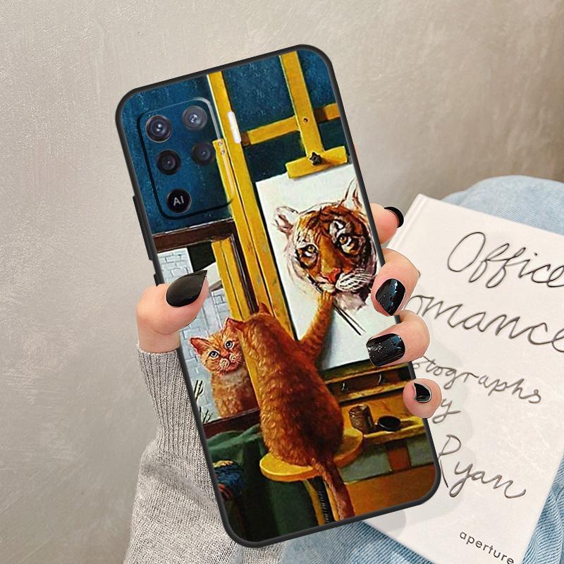 Animal Big Cat Kitten Tiger Case For Oppo A40 A60 A80 A78 A38 A18 A98 A58 A96 A76 A16 A94 A74 A54 A15 A17 A57 A77 A5 Pro
