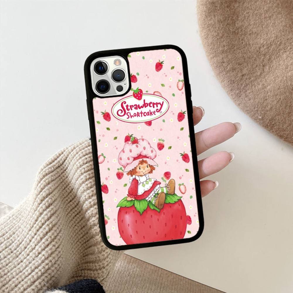 S-Strawberry Cartoon S-Shortcake Girl For IPhone 17 16 15 14 13 12 11 Pro Max Plus Mini PC+TPU Back Phone Cover