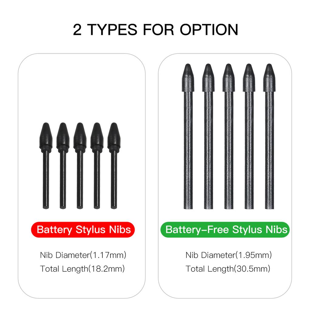 20pcs Replacement Nibs Pen Tips Compatible with All BOSTO Graphic Monitor Drawing Tablet Battery Stylus Black
