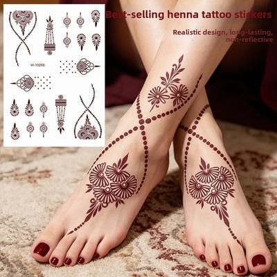 Mehndi Designs Henna Tattoo Stickers Flower Hand Tattoo Body Art Sticker  Music Festival
