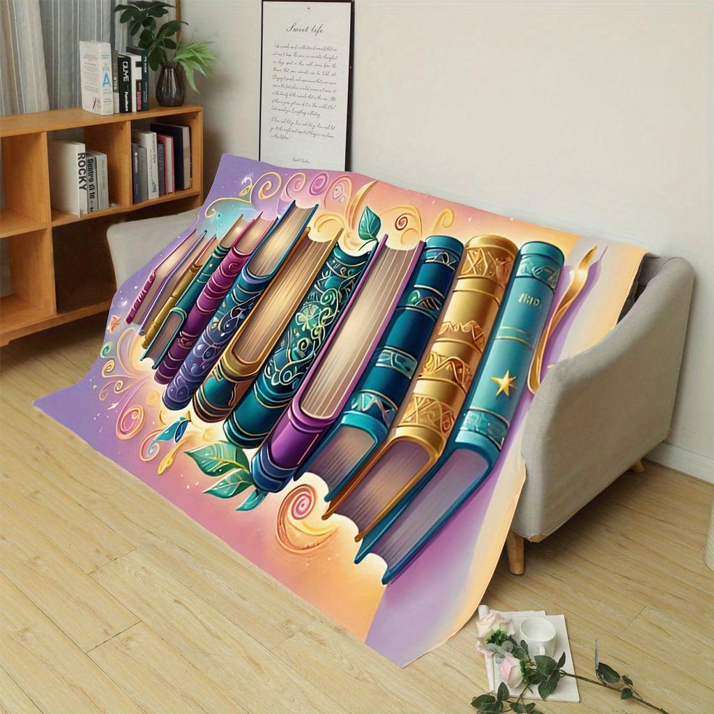 1pc Cozy Flannel Throw Blanket with  Reading is My Happy Place  Design – Ultra-Soft, Lightweight, and Warm for Couch, Bed, Travel, Camping, 130x150cm