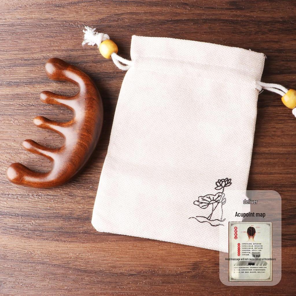 Massagekamm aus Sandelholz: Tragbarer Holzkopf- & Meridiankamm Souvenir