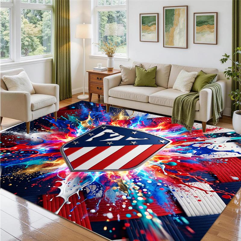 Atletico Madrid Design Crystal Velvet Rug Soft Decorative Mat for Bedroom Entrance