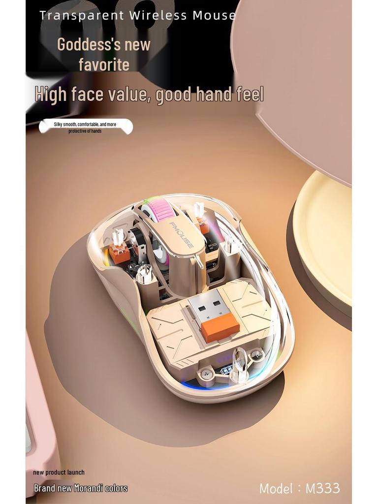Bobcat Silent Bluetooth Mouse - Transparent, Wireless, 3 Modes, TYPE-C Charging, Universal Compatibility