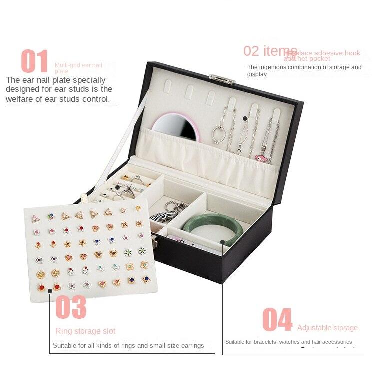 Schmuck-Aufbewahrungsbox, tragbare Schmuckschatulle, Schmuck-Aufbewahrungsbox, multifunktionale Ohrringe, Aufbewahrung, Ring, Halskette, Organisation