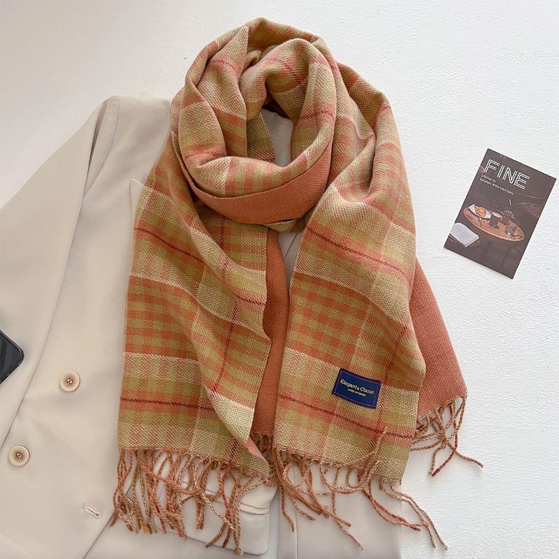 Autumn and Winter New Imitation Cashmere Plaid Scarf Women's Daily Couple Thickened Warm Scarf Shawl