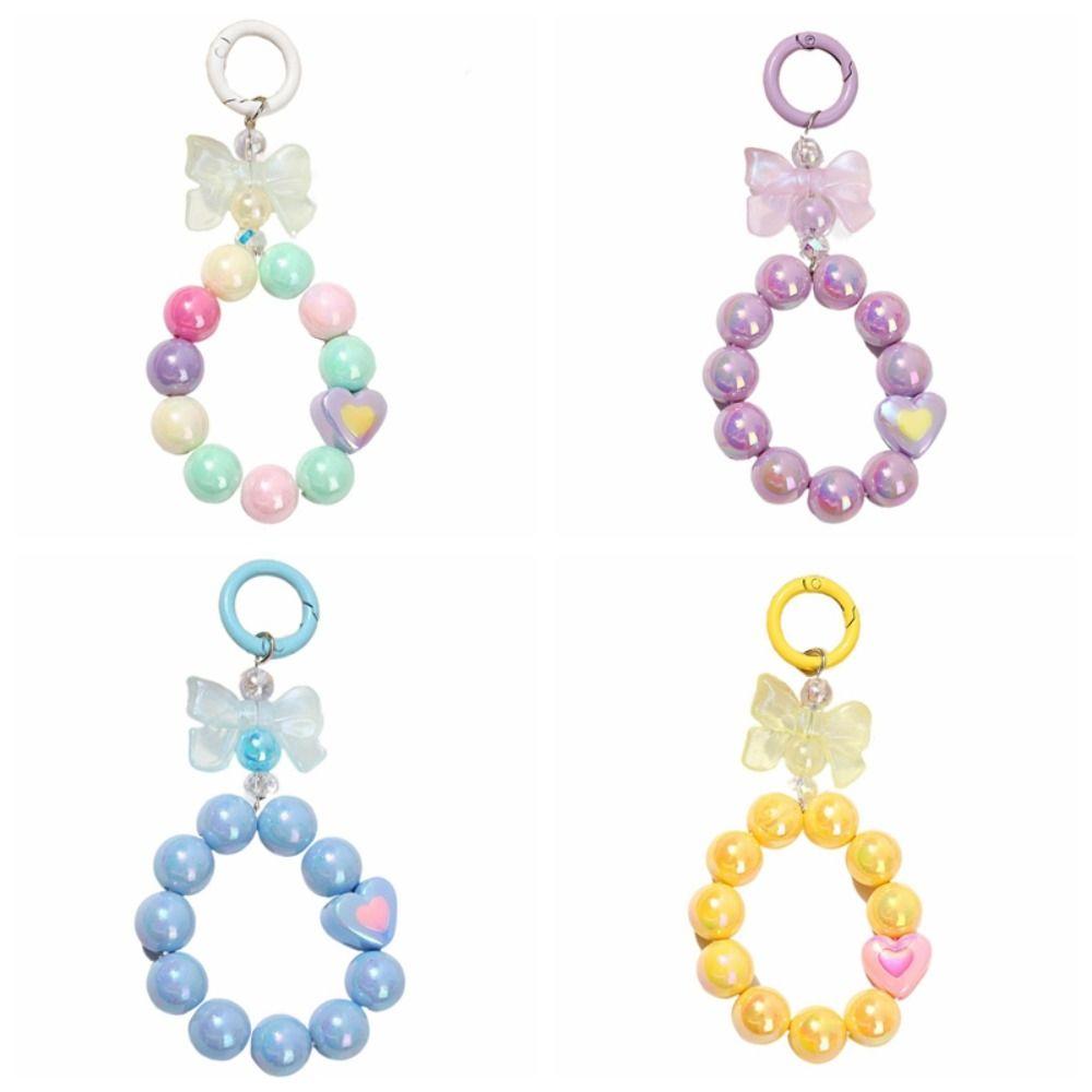 Anti-lost Candy Color Beads Keychain Colorful Phone Wrist Strap Phone Acrylic Lanyard  Phone Charm