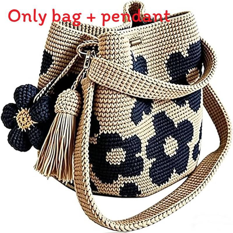 Handmade Crochet Flower Tote Bag With Pu Material For Gift Giving And Casual Use