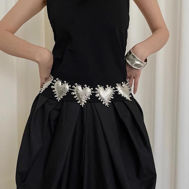 Gothic Waist Belt Stylish Seashells Heart Waist Chain Belt Elaborate Chain Belly Chain for Dress Cowboy Belt Waist Chain