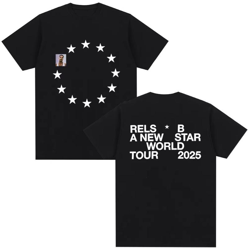 Rels B A New Star World Tour 2025 Merch Tshirt Unisexs Women Clothing Hip Hop Tshirts Summer Cotton Harajuku T Shirts Streetwear