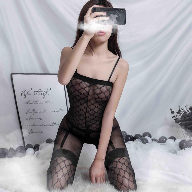 Women's Sexy Lingerie, Sexy Mesh Jumpsuit One-piece Suspender Stockings One-piece Net 8006