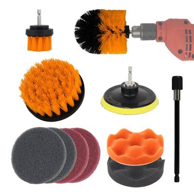 12-teiliges multifunktionales Bohrbürsten-Set: Flachpinsel, Kugelbürsten, Polierscheiben, Scheuerschwämme.