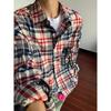 2024 Plaid Langarm Hemd Japanischen Hong Kong Stil Ins Lose Hemd Jungen Sommer Trendy Vielseitig Casual Mantel