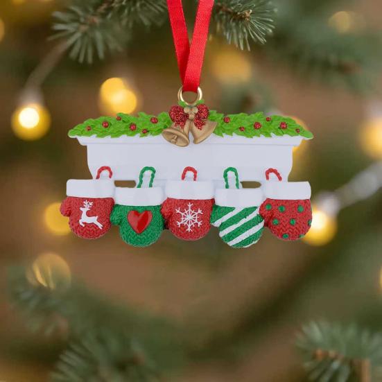Christmas Pendant Bright Red Green Gloves Shape Festive Color Hanging Ornament Holiday Wall Decoration Gift