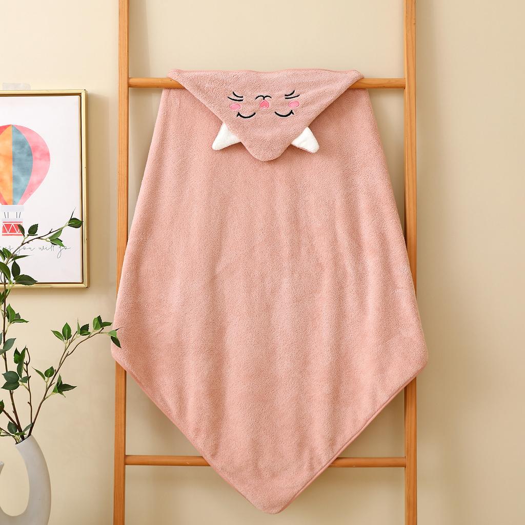 Baby Children Bath Towels Newborn Quilt Bag Towel Bag Quilt Coral Fleece Wrap Towel Embroidered Blanket Animal Eye Closed Hooded Cape