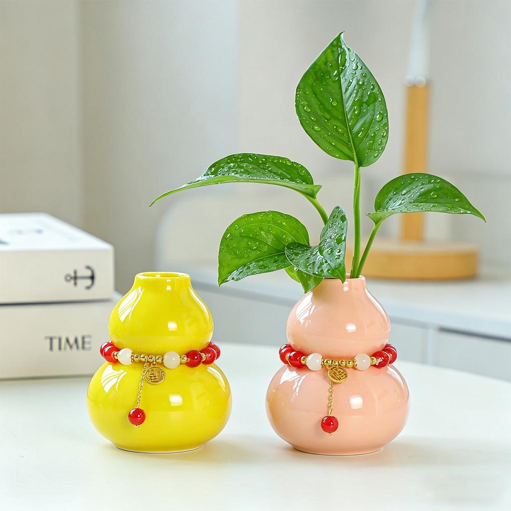 Creative Ceramic Colorful Small Gourd Vase Artful Decoration Mini Ornament Desktop Decoration