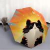 1pc Cat Sunset Automatic Open 8-Rib Windproof Umbrella, Travel & Commuting, Suitable for All Seasons, Lightweight Portable,039