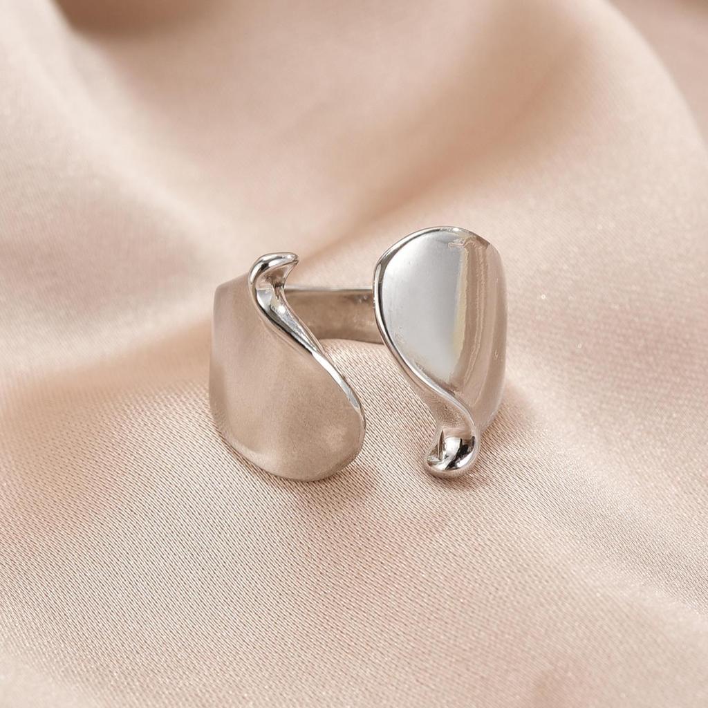 925 Sterling Silver Multi Layer Open Rings For Women Fashion Minimalist Irregular Line Cross Rings Statement Jewelry Party Gifts