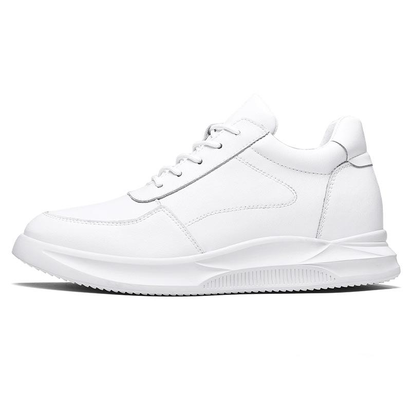 

Sneakers Heightening Shoes Elevator Shoes Height Increase Shoes Leather Shoes Insoles 8CM Man Daily Life Height Increasing Shoes 43 белый