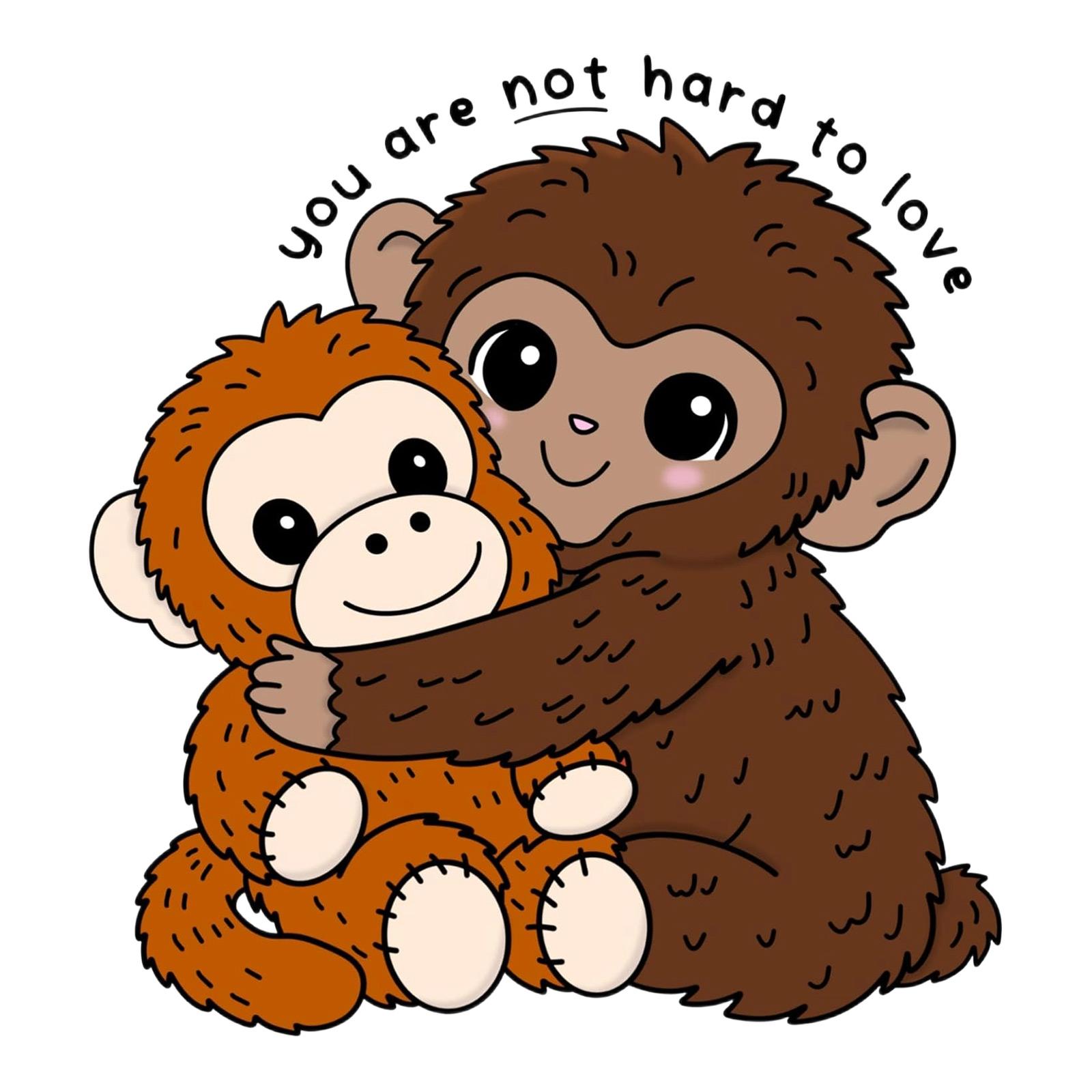 

Monkey-shaped Stickers, 5-pack, Cute Monkey Hug Design, You Can t Help But Love Them, Vinyl Stickers, 3 Inches.