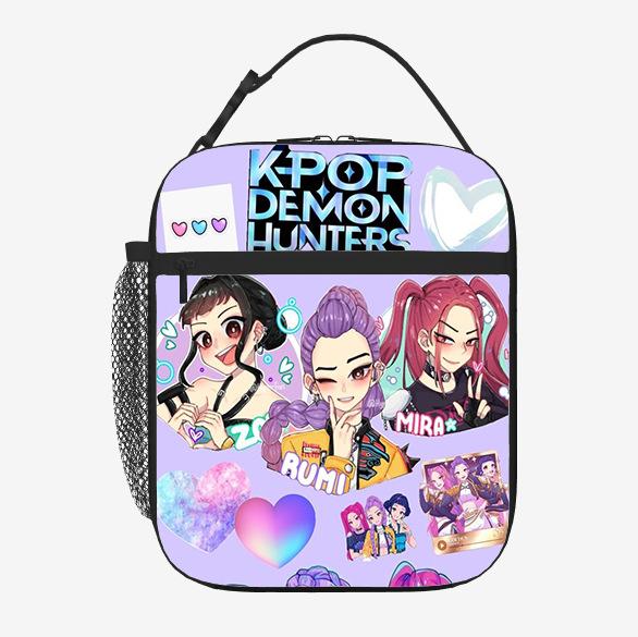 Elementary School Student Card Kpop Demon Hunter Thermal Insulation Bag Portable Outdoor Picnic Bag Children'S Lunch Box Bag Lunch Bag