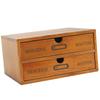Vintage Trälåda med Dubbla Lager och Lådor Skrivbordsorganisatör Multifunktionellt Förvaringsskåp Dekoration