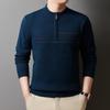 Autumn Winter Half High Neck Half Zip Anti Pilling Sweater Men's Middle Aged Casual Warm Knitted Thickened Undershirt