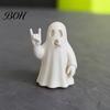 Studio Desktop Decoration 3D Printed Rock Ghost Figurine, Cool Hand Gesture Statue, Matte Style Desk Decor White for Bedroom Gaming Studio, Halloween