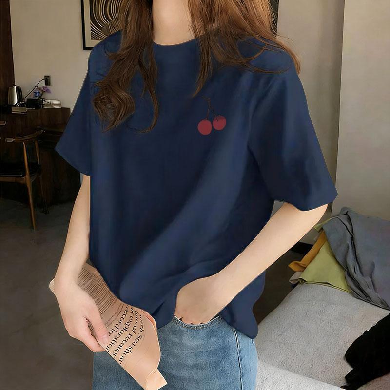 

Unique Loose Fit Plus Size Cotton T-Shirt - Age-Reducing, Round Neck, Short Sleeve, Lazy Summer Style Top 2XL (Recommended 125-135 lbs)