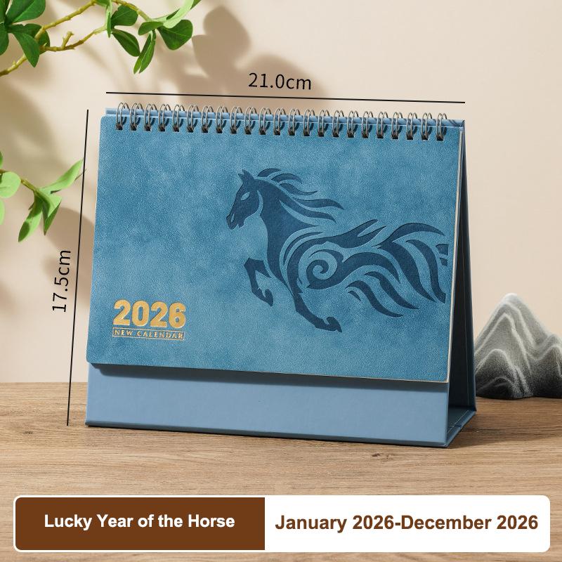 2026 Red Hollowed-Out Calendar Embossed Vintage Design Horse Year Table Calendar Chinese Style Souvenir Large-Sized Calendar