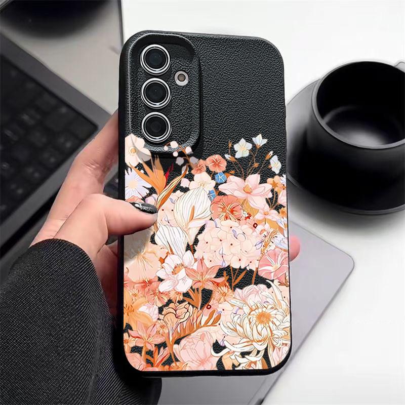 Hydrangea Peony Flower Pattern Case For Samsung Galaxy S26 S25 S24 Ultra S23 S22 S21 FE A54 A15 A35 A55 A16 A26 A36 A56 A17 A37 A57 5G Funda