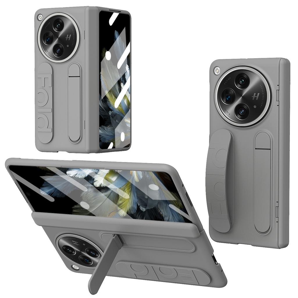 Etui na Oppo Find N3 5G z podstawką, opaską na nadgarstek, poliwęglanowa osłona telefonu z folią ze szkła hartowanego